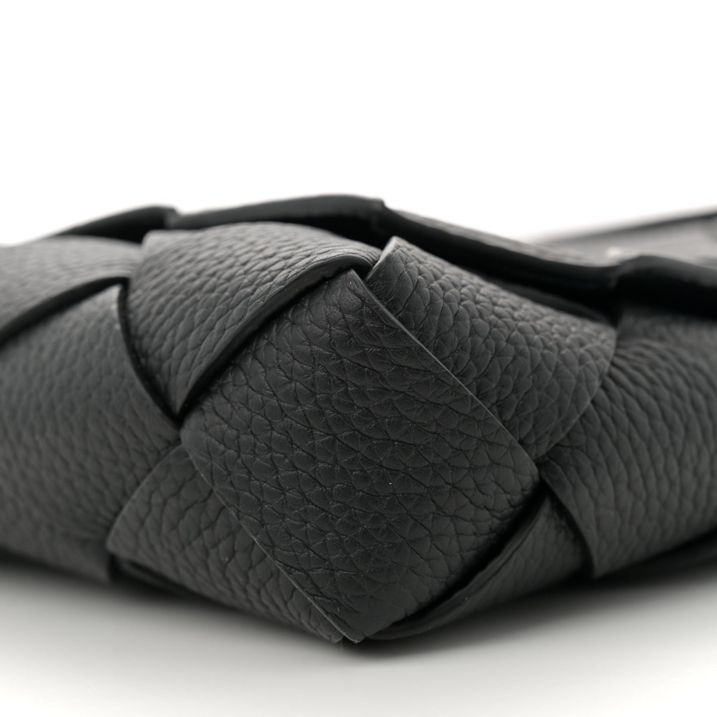 Grained Calfskin Intreccio Large Diago Crossbody Bag Black