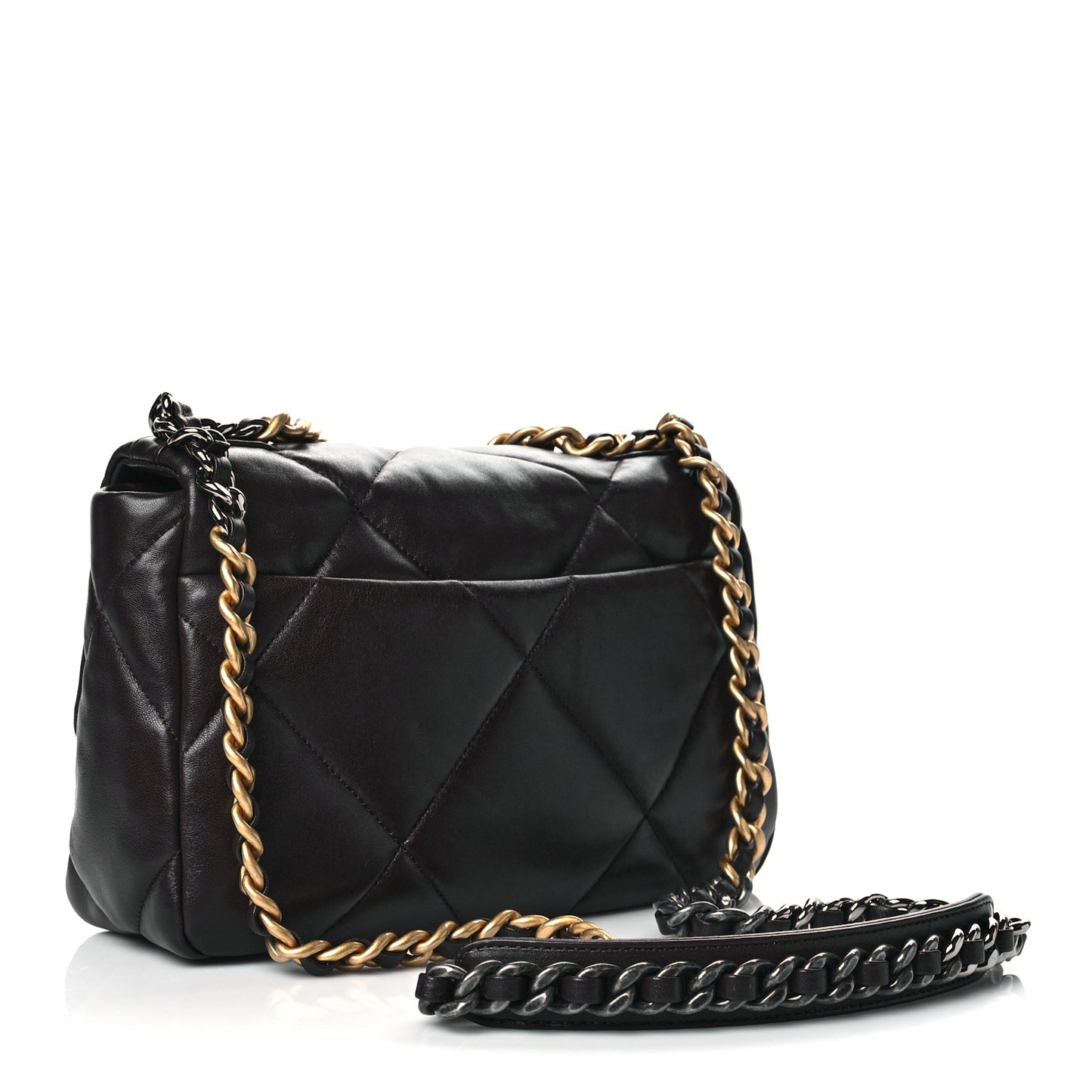 Lambskin Quilted Medium Chanel 19 Flap Dark Brown