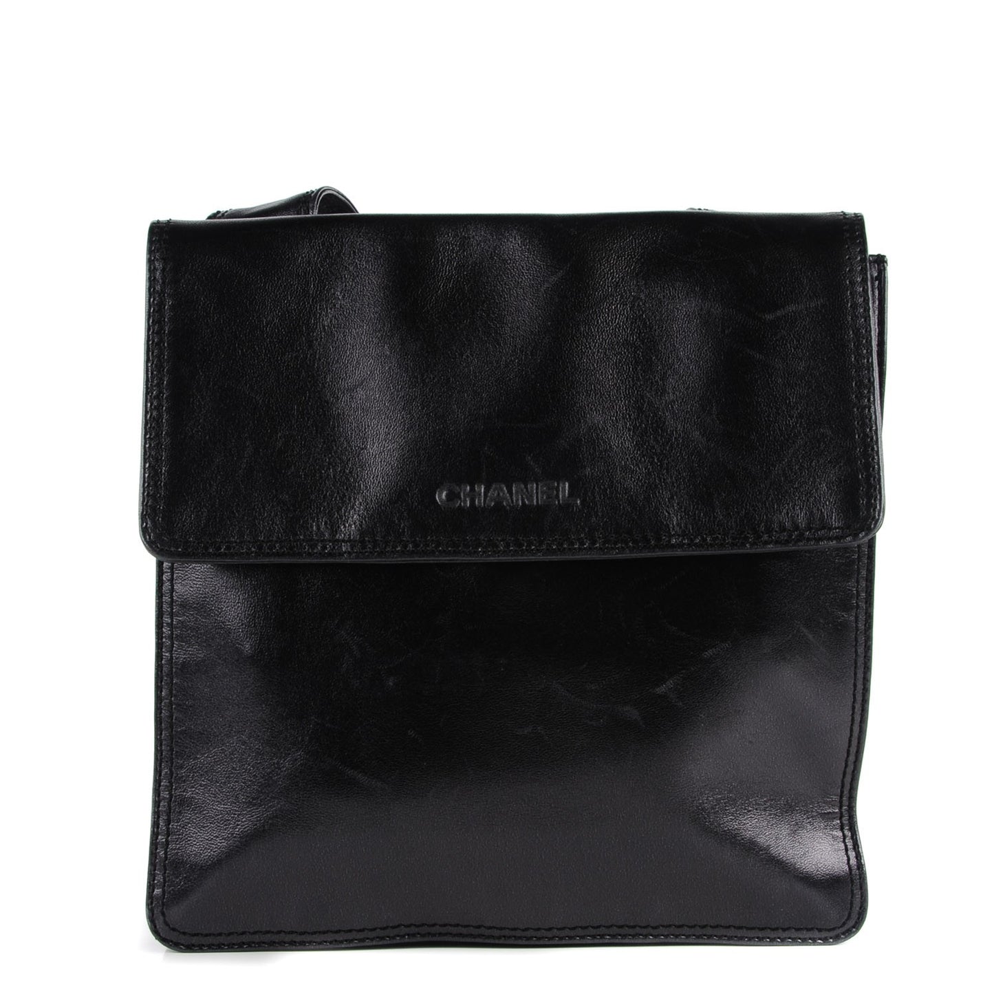 Lambskin Shoulder Flap Bag Black