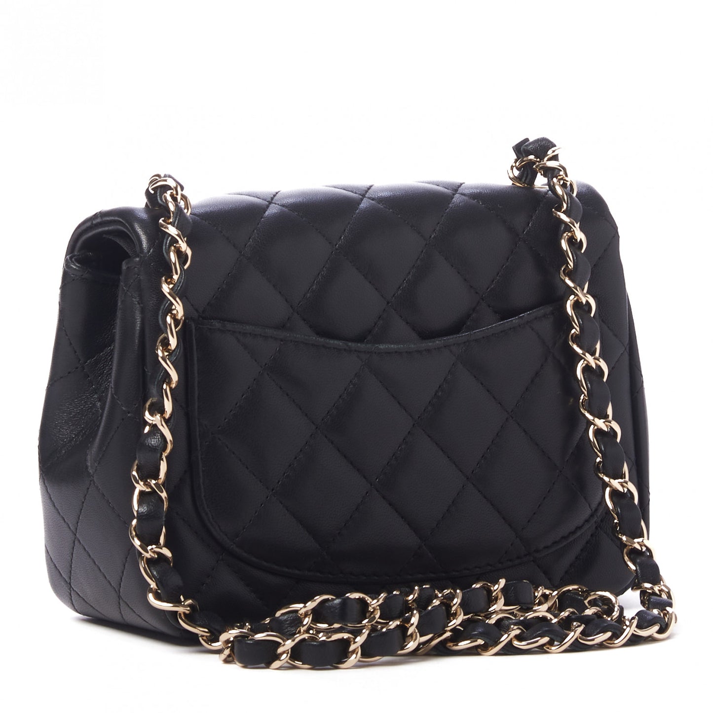Lambskin Quilted Mini Square Flap Black