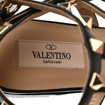 Valentino Garavani VALENTINO GARAVANI Nappa Rockstud Ankle Strap Flat Thong Sandals 39 Black 6 of 7