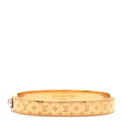 Louis Vuitton Brass Crystal Monogram Nanogram Strass Cuff M Gold 1 of 5