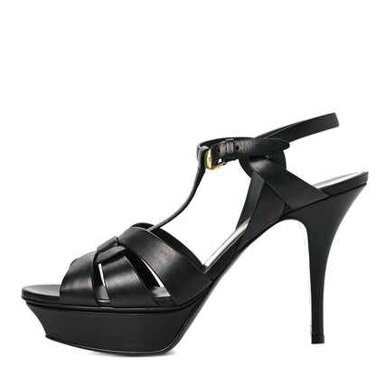 Saint Laurent Calfskin Tribute 75 Platform Sandals 39 Black 1 of 8