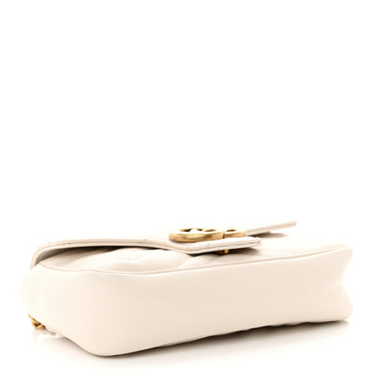 Gucci Calfskin Matelasse Super Mini GG Marmont Shoulder Bag White 4 of 10