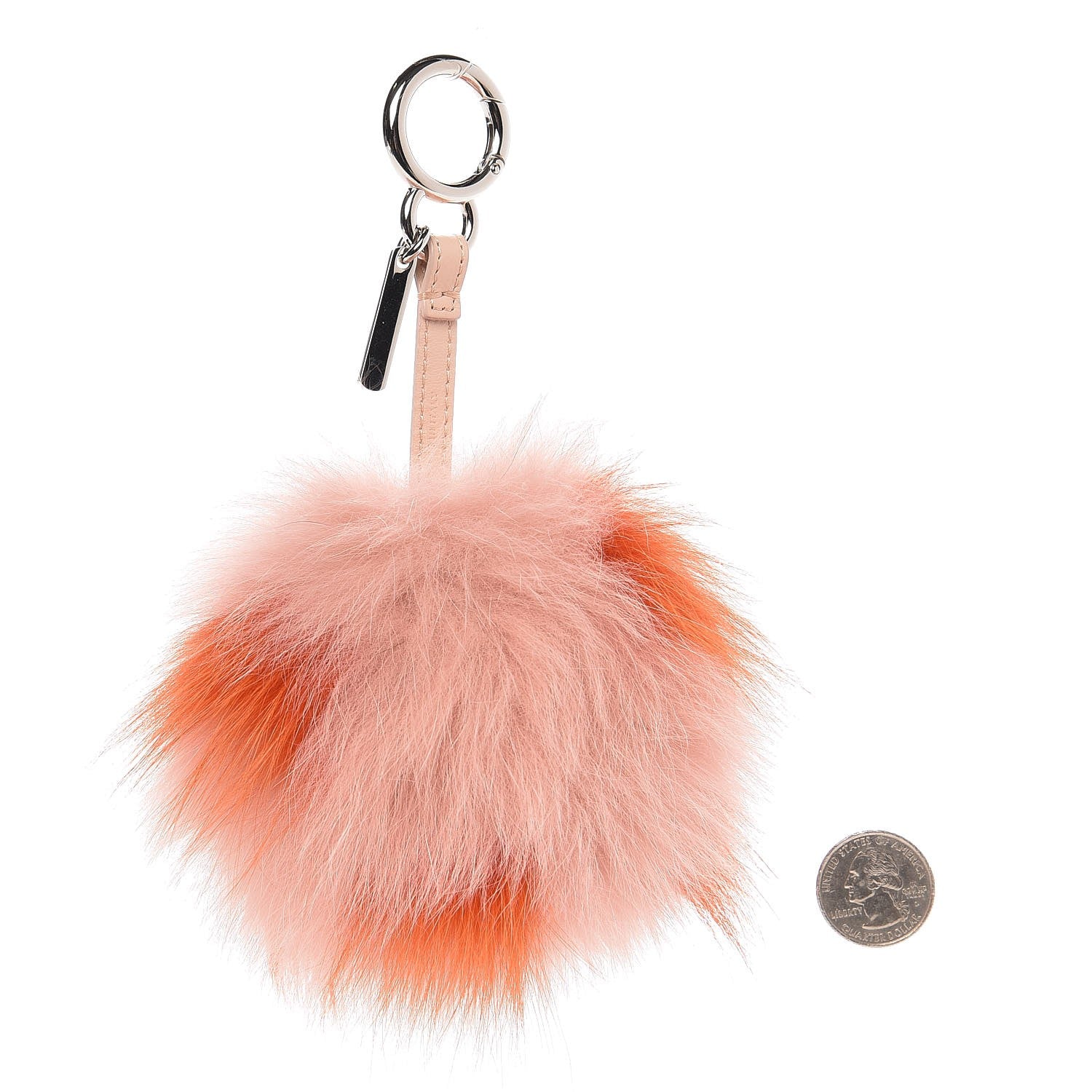 Fendi Fox Fur Polka Dot Pom Pom Bag Charm Light Pink Orange 2 of 4
