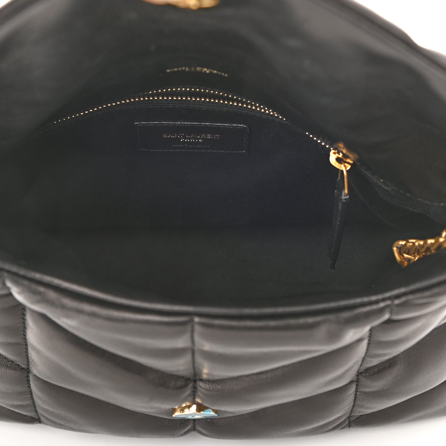 Saint Laurent Lambskin Quilted Small Loulou Puffer Monogram Chain Satchel Black 5 of 11