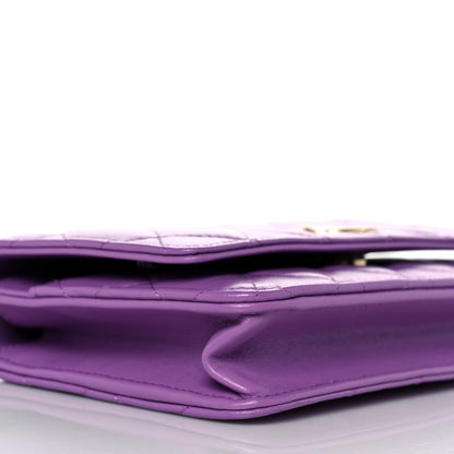 Chanel Lambskin Quilted Pick Me Up Wallet On Chain WOC Purple 8 of 9