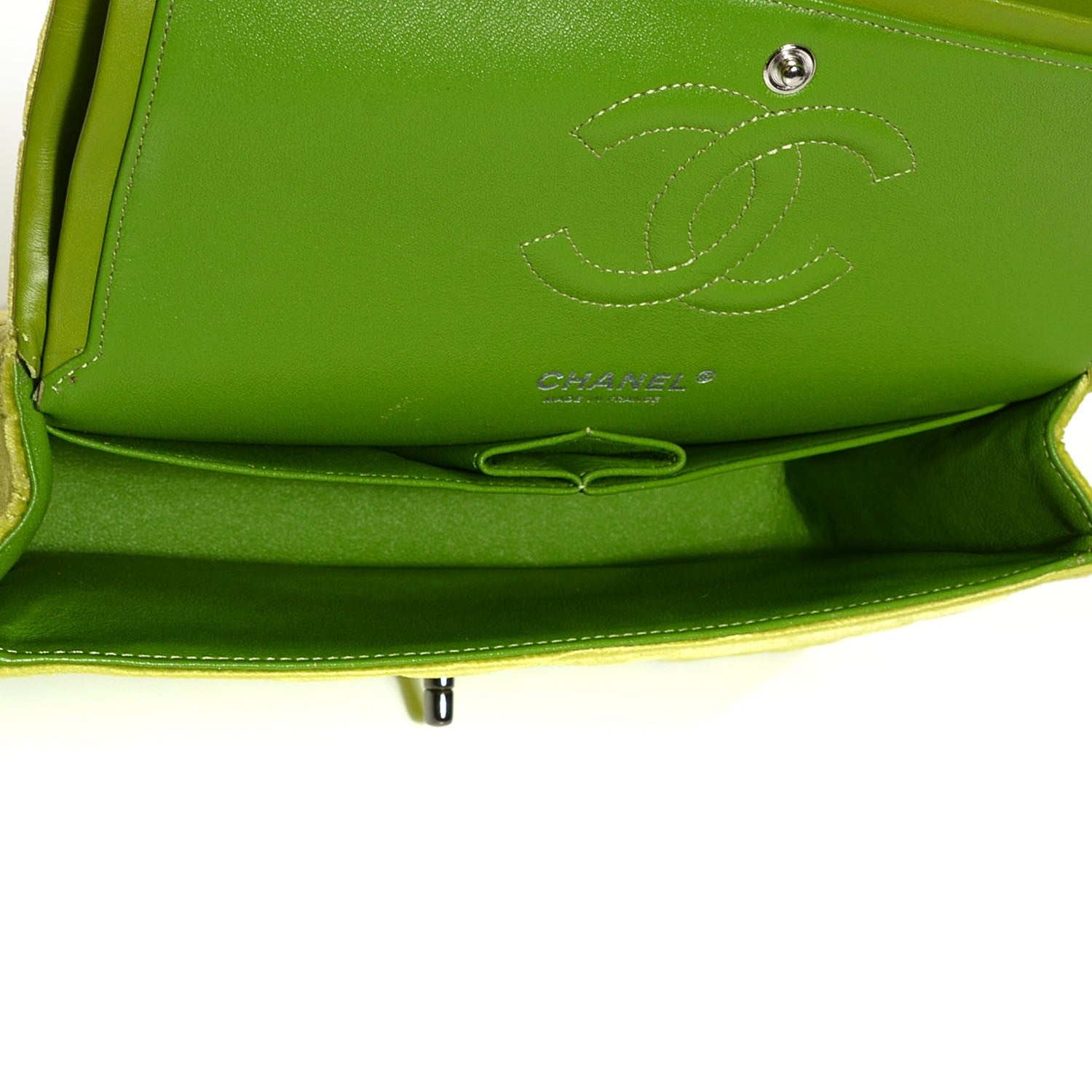 Chanel Velvet Quilted Medium Double Flap Green 5 of 8