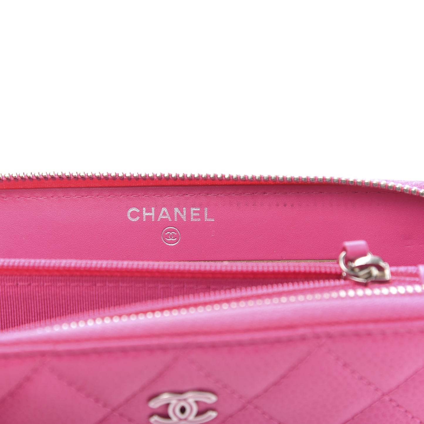 Caviar Quilted Medium Zip Around Wallet Pink