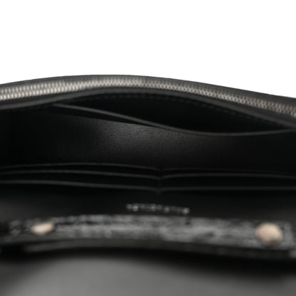 Balenciaga Shiny Calfskin Monochrome Crocodile Embossed Hourglass Chain Bag Black 5 of 9