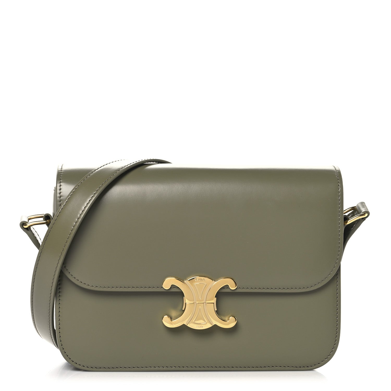 Celine Shiny Calfskin Medium Triomphe Soft Khaki 1 of 11