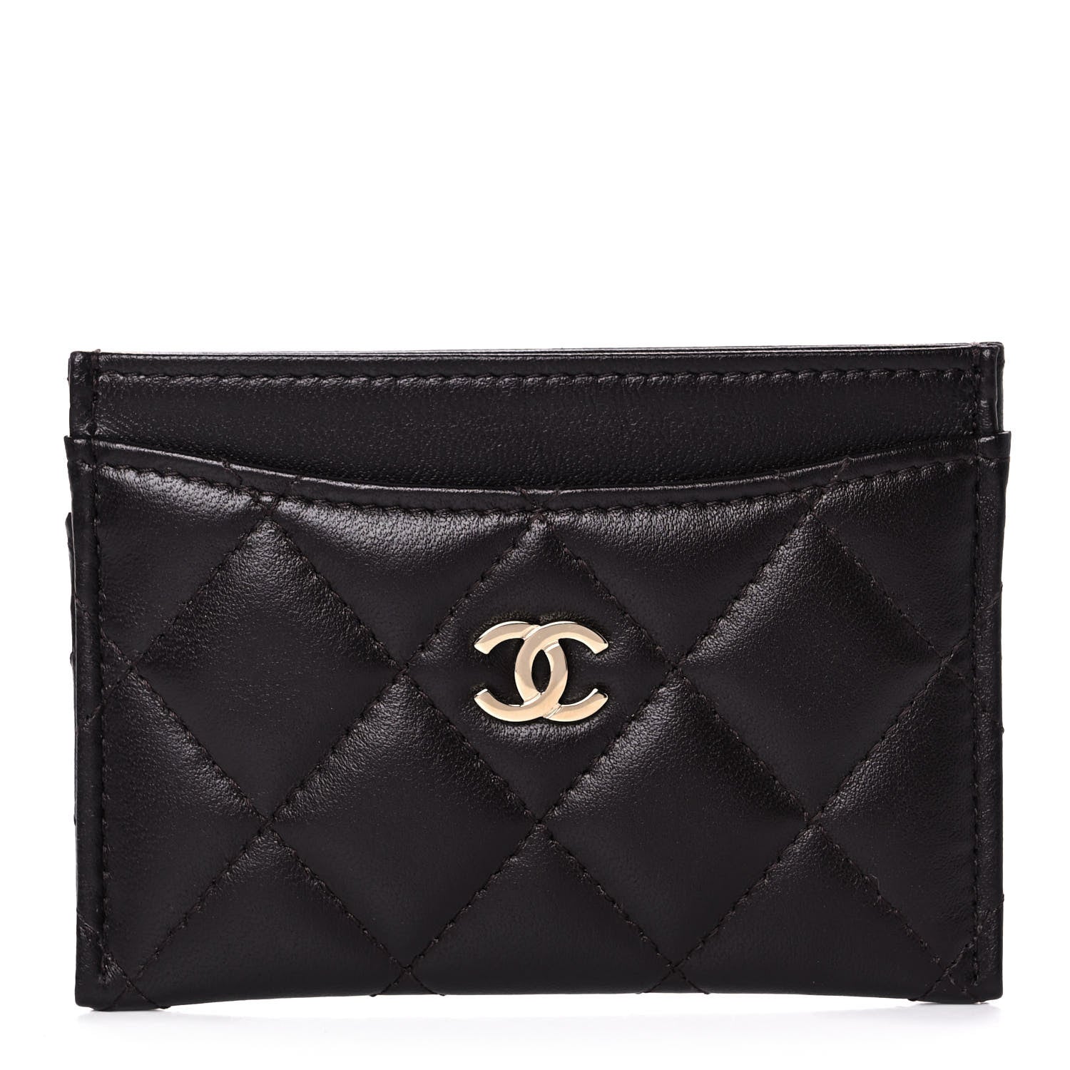 Chanel Lambskin Quilted Card Holder Brown 1 of 9