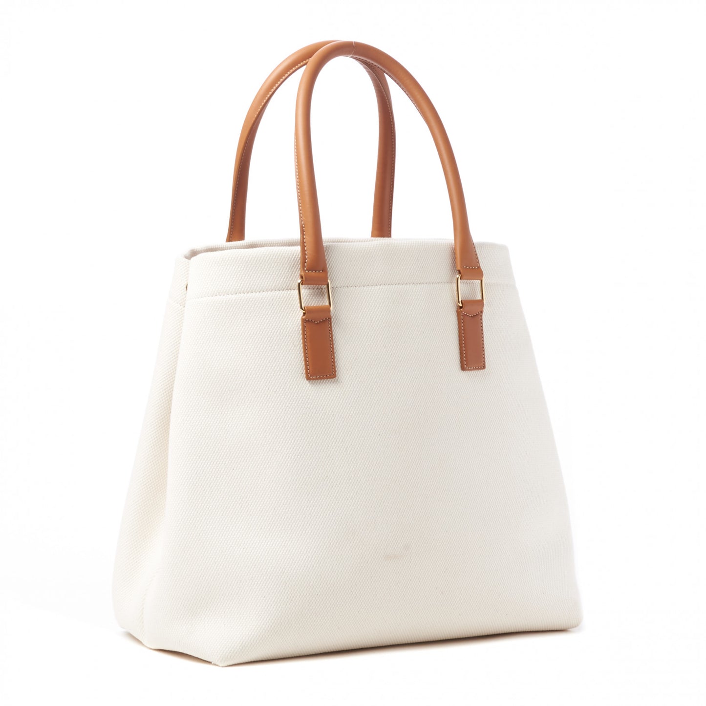 Canvas Calfskin Logo Print Small Horizontal Cabas Natural Tan