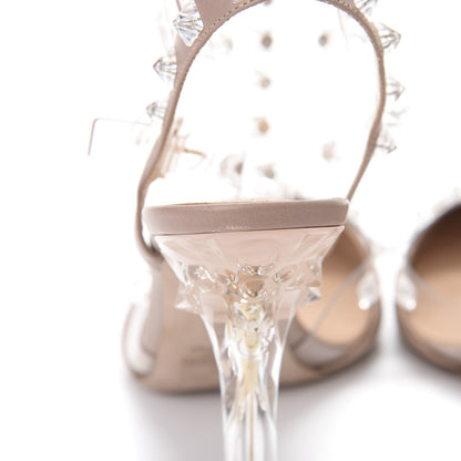 Valentino Garavani PVC Calfskin Naked Rockstud Ankle Strap Pumps 36 Poudre 11 of 14
