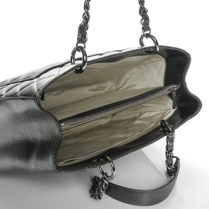 Chanel Metallic Caviar Quilted Grand Shopping Tote GST Dark Silver 5 of 7