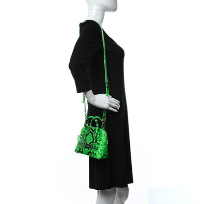 Balenciaga Calfskin Python Effect XXS Ville Top Handle Bag Fluo Green Black 3 of 8