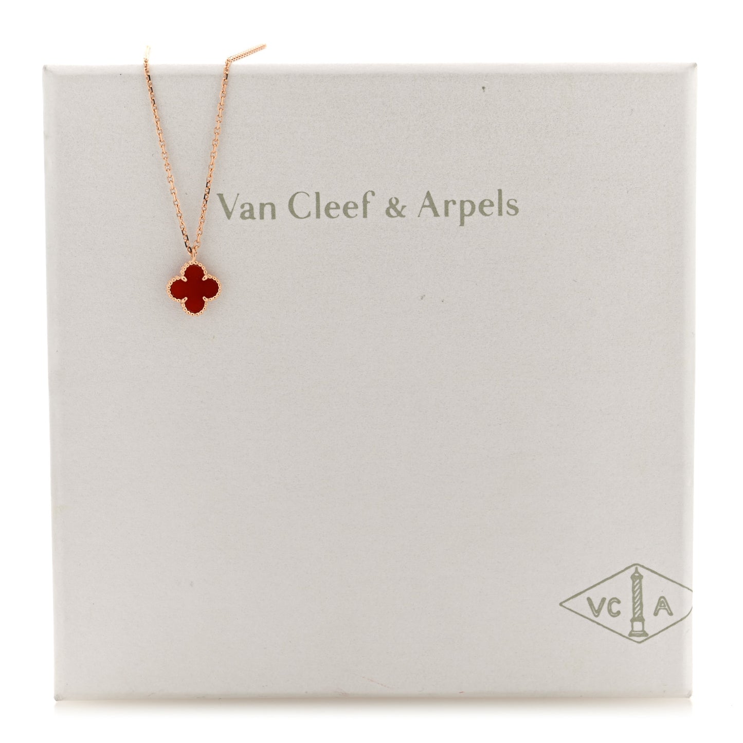 18k Rose Gold Carnelian Sweet Alhambra Heart Pendant Necklace