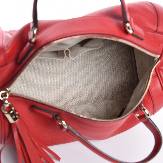 Gucci Pebbled Calfskin Medium Soho Boston Red 5 of 12