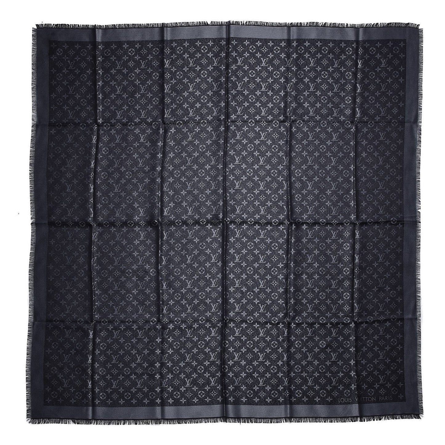 Silk Lurex Wool Monogram Shine Shawl Black
