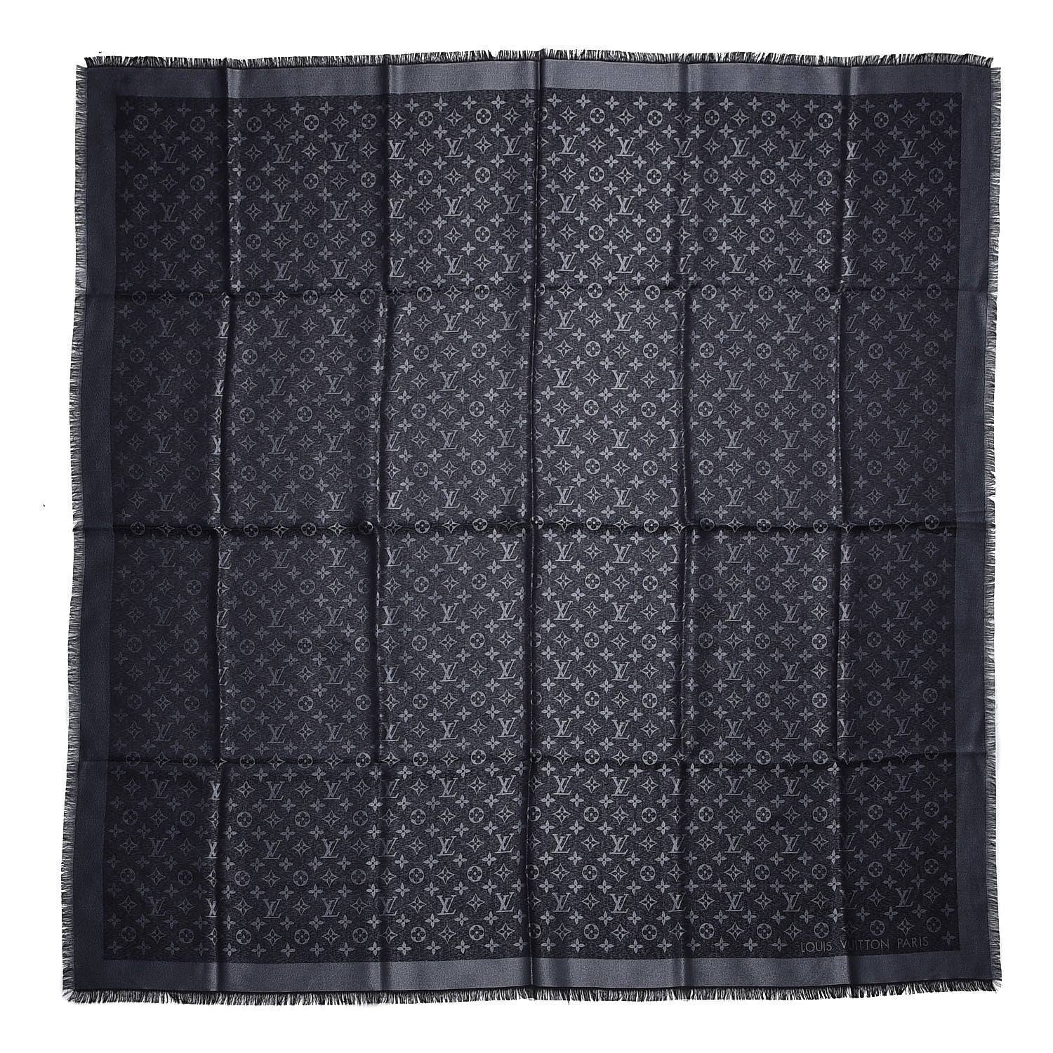 Louis Vuitton Silk Lurex Wool Monogram Shine Shawl Black 1 of 4