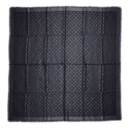 Louis Vuitton Silk Lurex Wool Monogram Shine Shawl Black 1 of 4