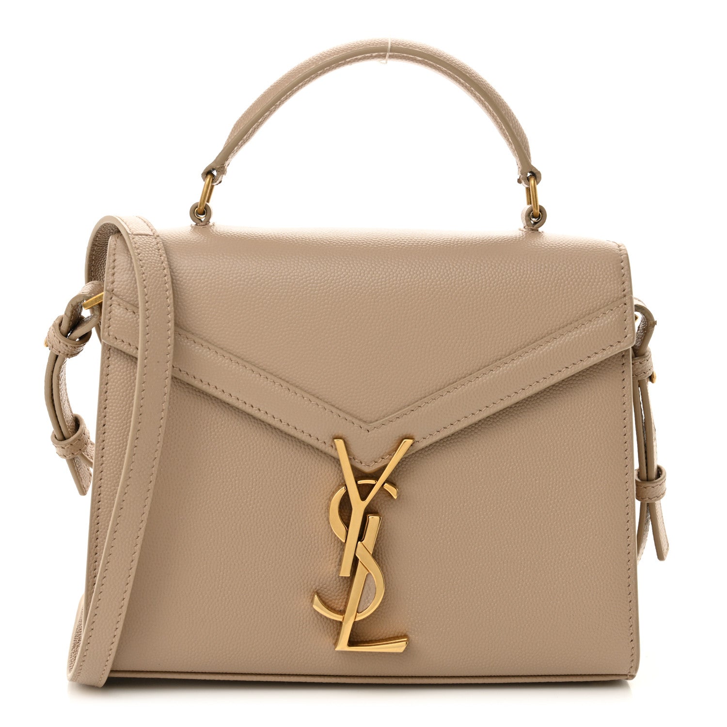 Saint Laurent Grain de Poudre Mini Classic Monogram Cassandra Top Handle Beige 1 of 13