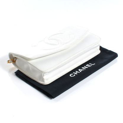 Chanel Caviar Wallet on Chain WOC White 4 of 7