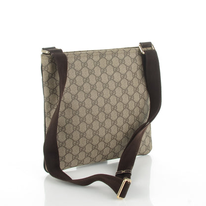 Gucci GG Supreme Monogram Selleria Calfskin Small Flat Side Zip Messenger Bag Beige Ebony Cocoa Dark Chocolate 3 of 7
