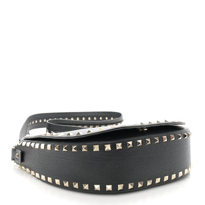 Valentino Garavani Grained Calfskin Rockstud Saddle Bag Black 4 of 12
