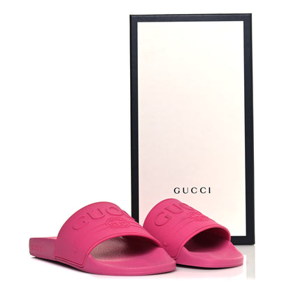 Gucci Rubber Womens Logo Slide Sandals 37 Fuchsia 8 of 8