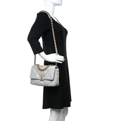 Chanel Goatskin Quilted Medium Chanel 19 Flap Grey 2 of 10