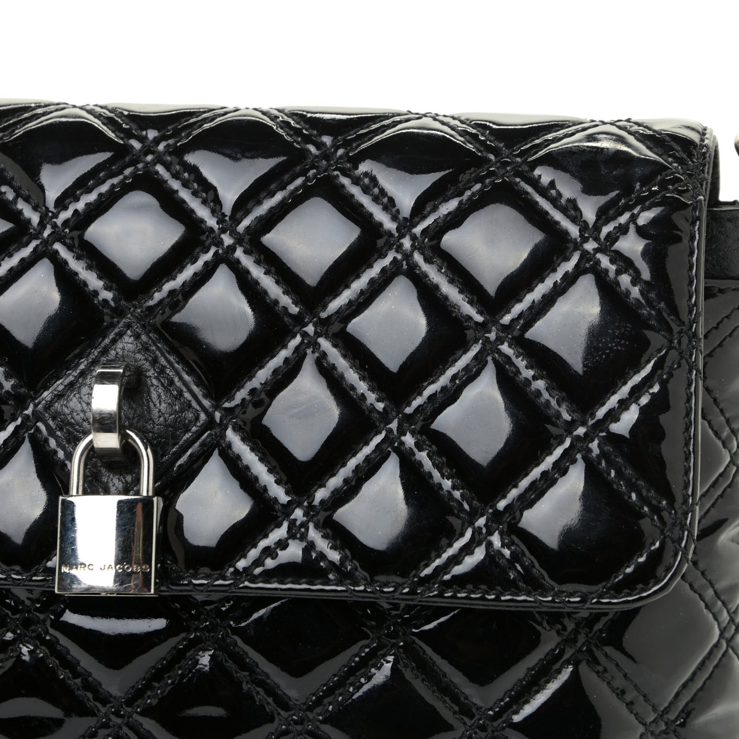 Patent Quilted Single Flap Black