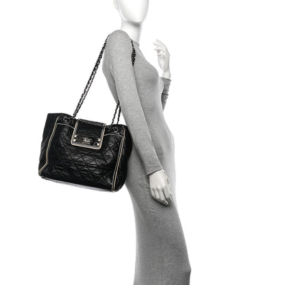 Chanel Glazed Lambskin Quilted Large North South Tote Black 2 of 11