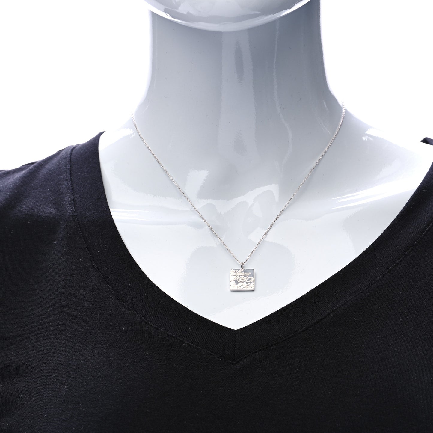 Sterling Silver Love Notes Square Pendant Necklace