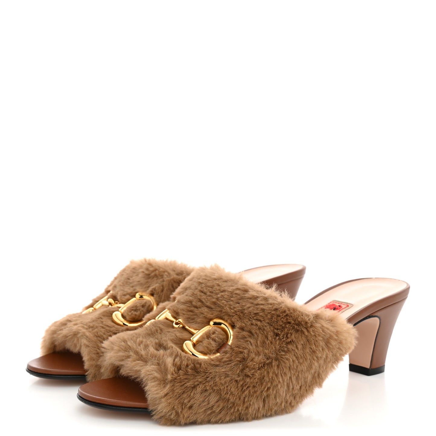 X DANS LE VERT Faux Fur Horsebit Mules 37 Brown