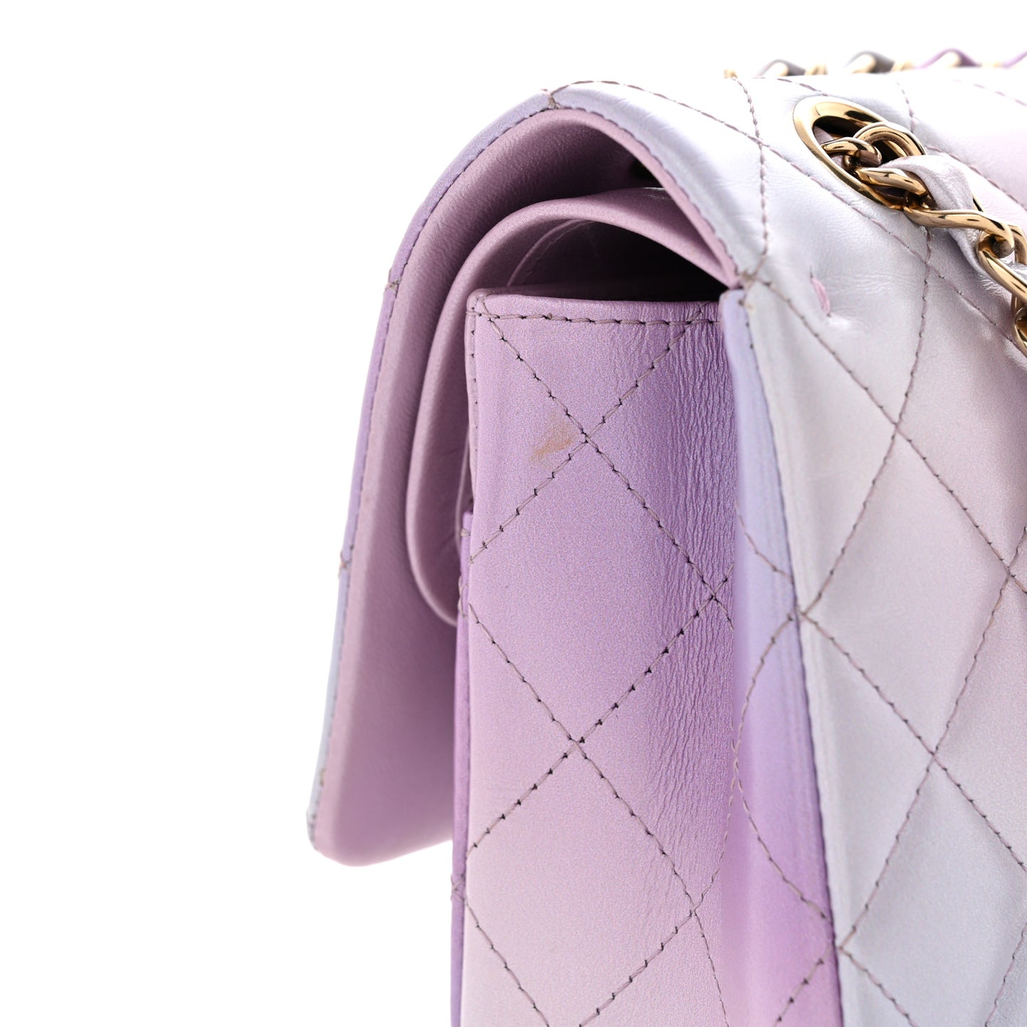 Lambskin Quilted Tie Dye Ombre Medium Double Flap Purple Blue Pink