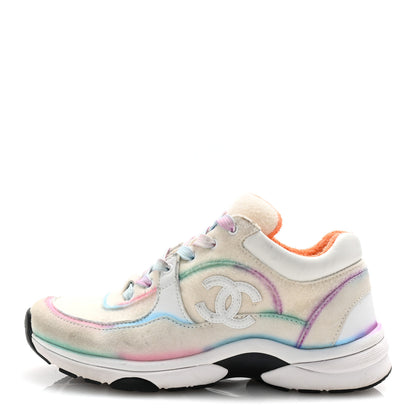 Chanel Wool Suede Calfskin CC Sneakers 36.5 Multicolor 1 of 9