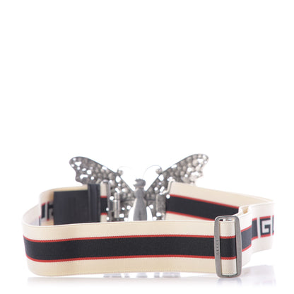 Gucci Jacquard Crystal Stripe Butterfly Belt 90 36 White 2 of 9