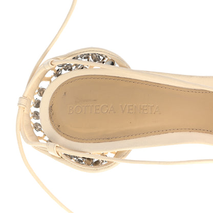 Bottega Veneta Mesh Nappa Crystal Embellished Sparkle Stretch Ankle Tie Sandals 37.5 Toile 6 of 13