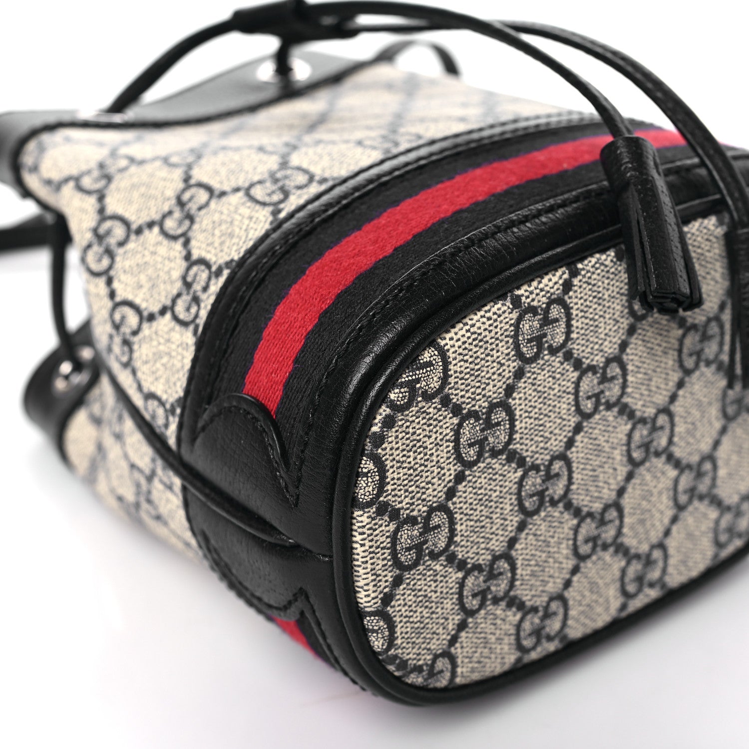 Gucci GG Supreme Monogram Web Mini Ophidia Bucket Bag Beige Blue 7 of 8