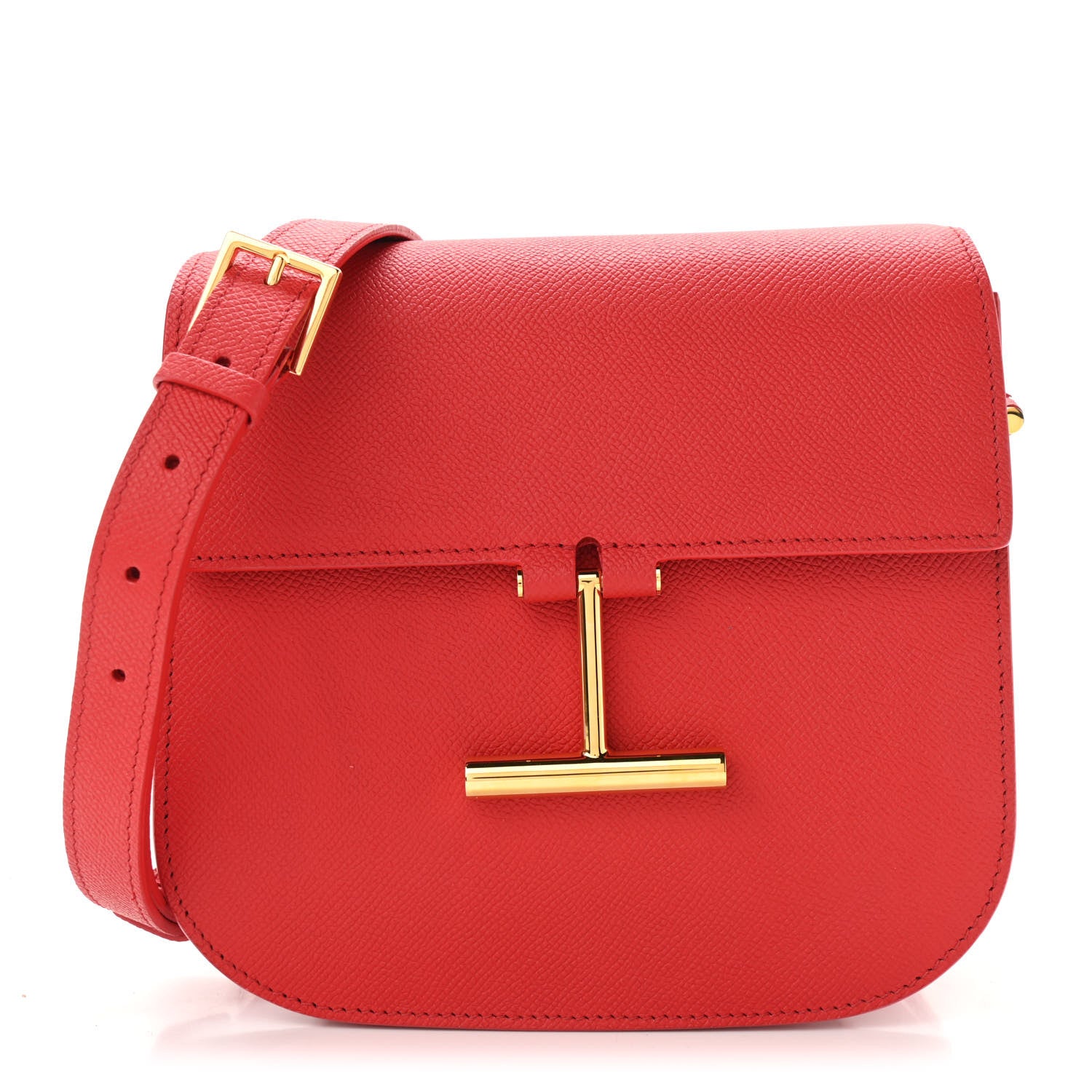 Tom Ford Grained Calfskin Mini T Clasp Tara Crossbody Bag Red 1 of 11