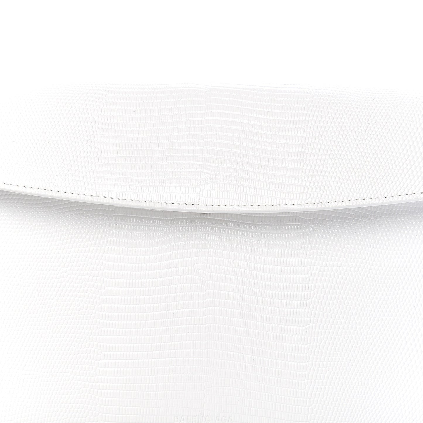 Patent Calfskin Lizard Embossed Medium Ghost Shoulder Bag Optic White