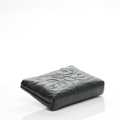 Chanel Lambskin Camellia Embossed Key Holder Case Black 4 of 7