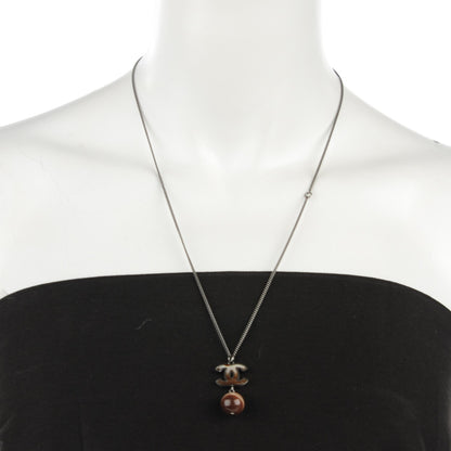 Chanel Agate Bead CC Pendant Necklace Brown 2 of 4