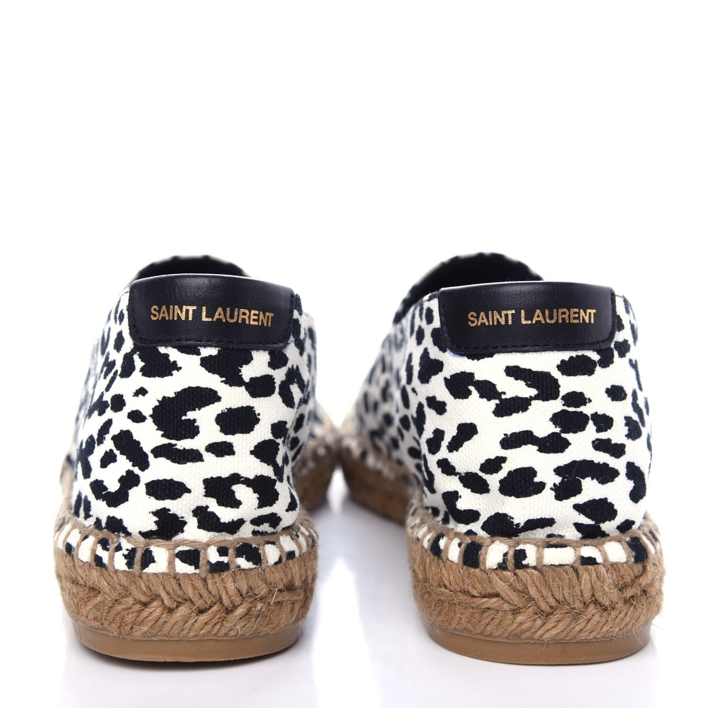 Canvas Leopard Print Espadrilles 40 White Black