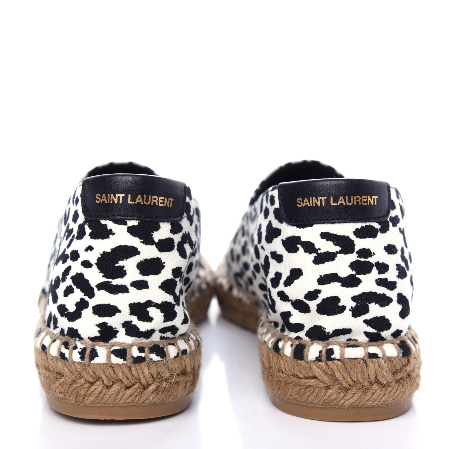 Saint Laurent Canvas Leopard Print Espadrilles 40 White Black 7 of 12