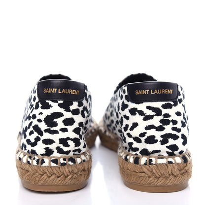 Saint Laurent Canvas Leopard Print Espadrilles 40 White Black 7 of 12