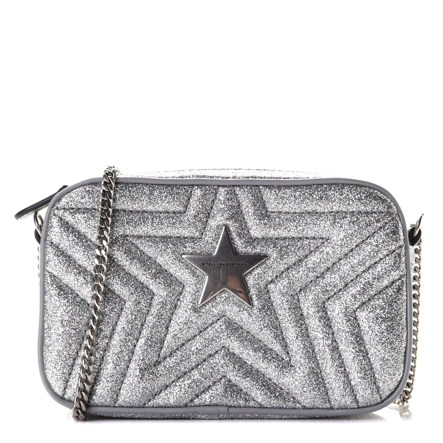 Stella McCartney Glitter Star Patch Shoulder Bag Silver 1 of 10