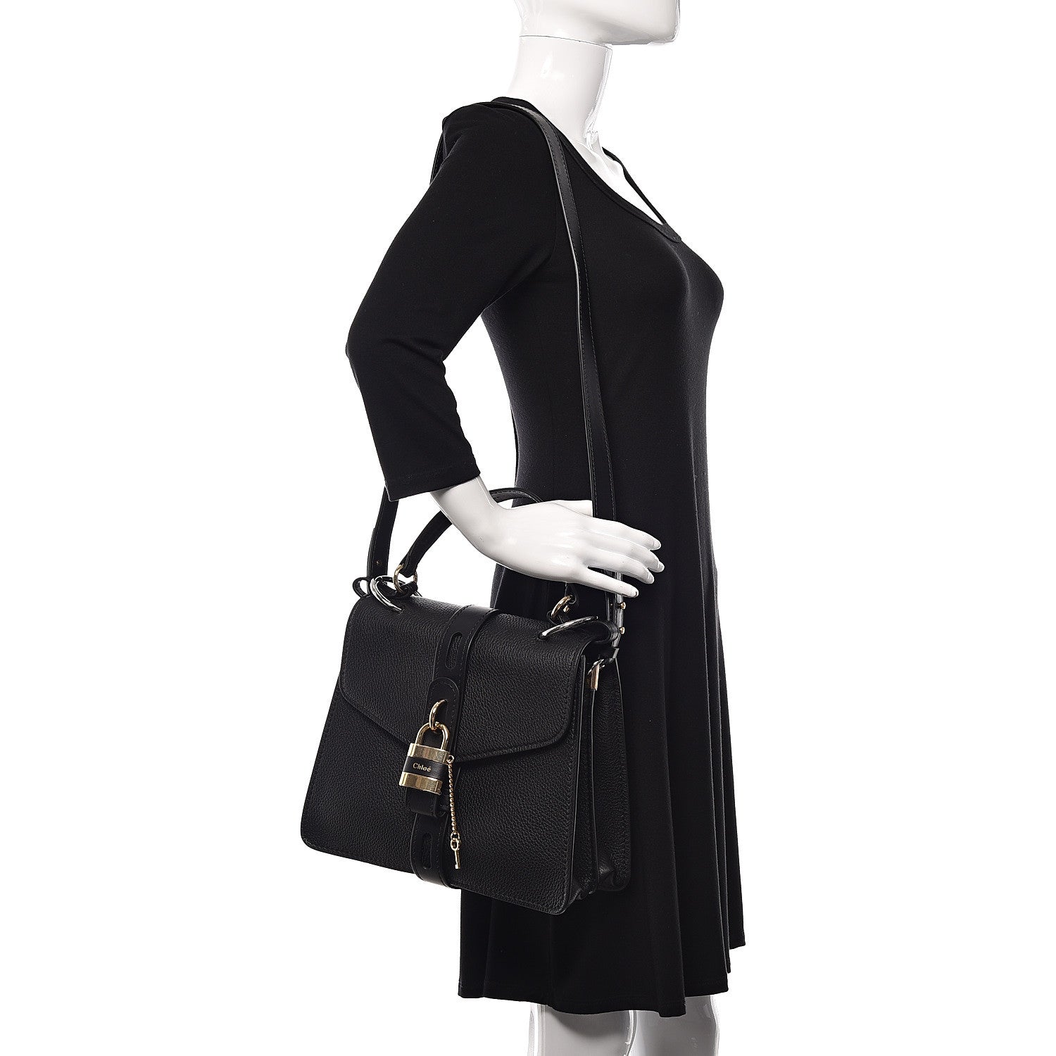 Chloe Grained Calfskin Medium Aby Day Shoulder Bag Black 2 of 8