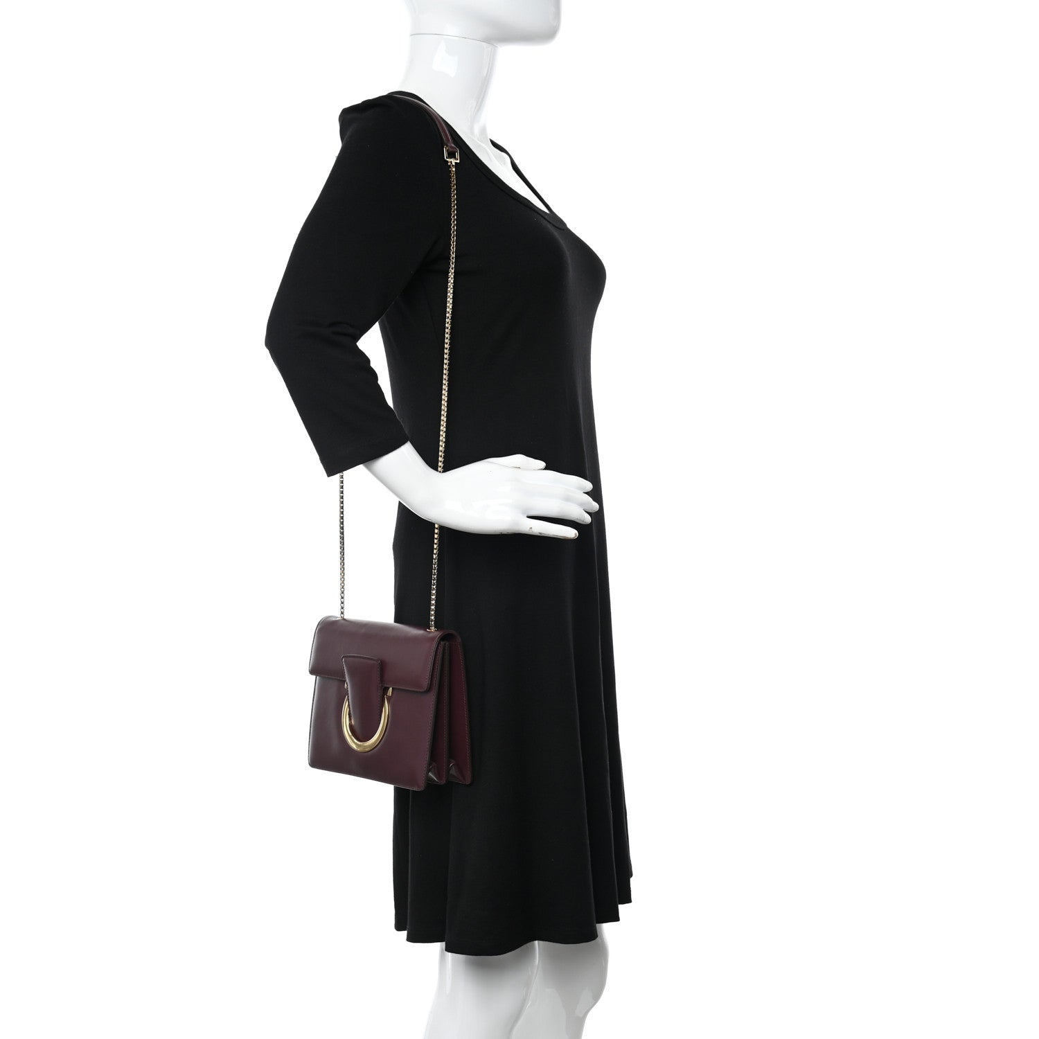 Salvatore Ferragamo Calfskin Thalia Flap Shoulder Bag Wine 2 of 12